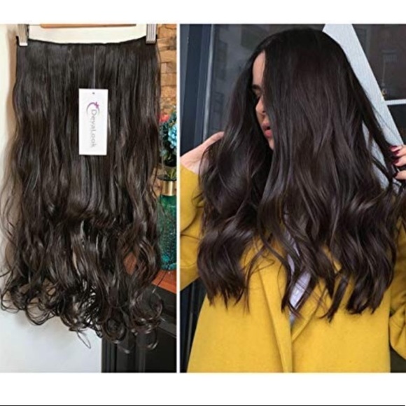 ⭐️20” DARK BROWN CURLY One Piece Hair Extensions